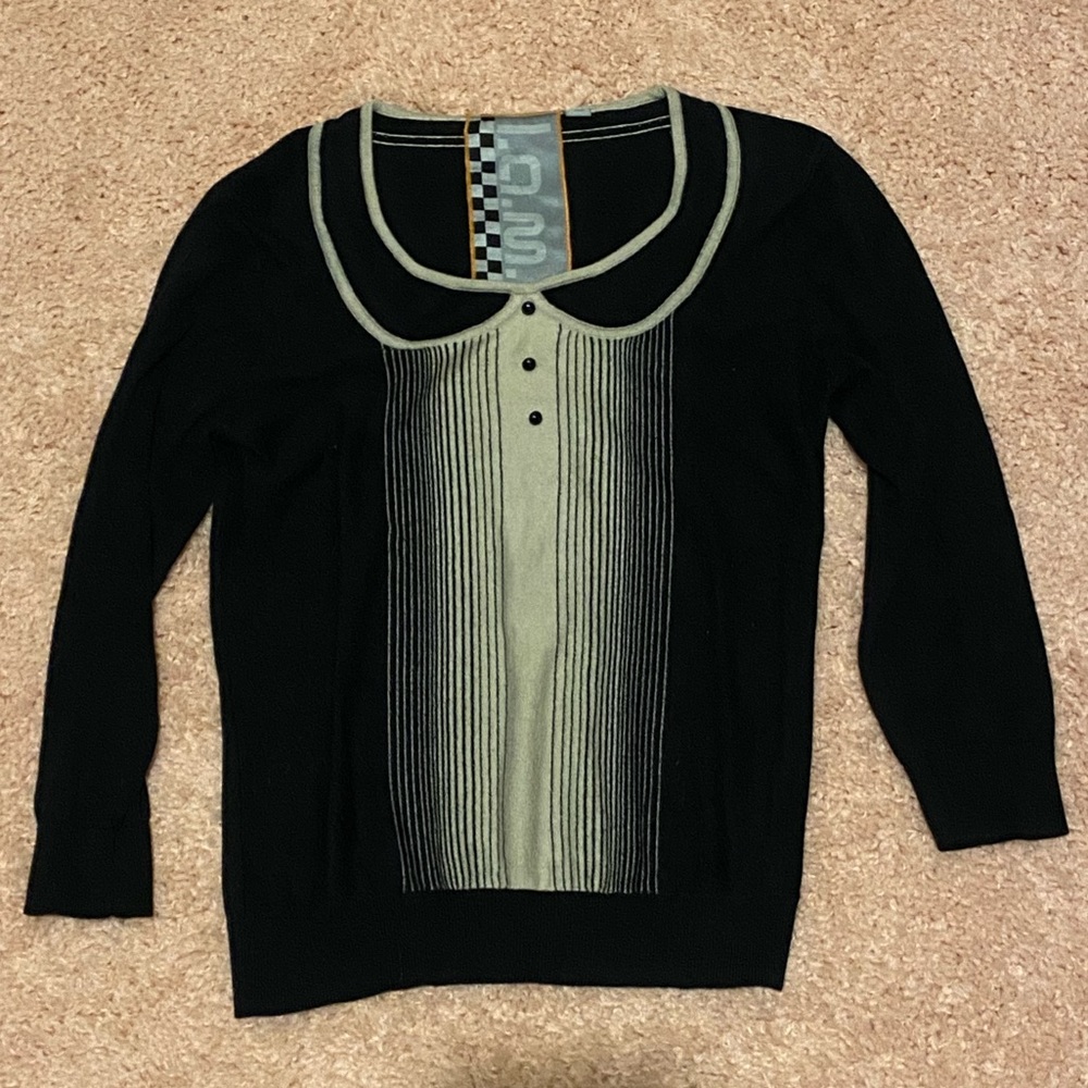 🐑 L.A.M.B. Peter Pan white collar black schoolgirl sweater
